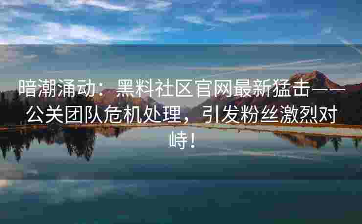 暗潮涌动：黑料社区官网最新猛击——公关团队危机处理，引发粉丝激烈对峙！
