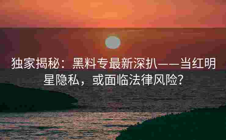 独家揭秘：黑料专最新深扒——当红明星隐私，或面临法律风险？